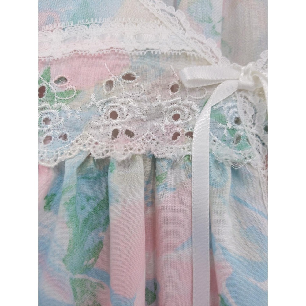 Vintage Miss Elaine Nightgown Sz Medium Pink Floral Lace Trim Short Sleeve USA - Picture 6 of 11